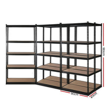 Load image into Gallery viewer, Durable 5-Shelves Steel Warehouse Shelving Rack x 5 - Black 90cm x 40cm x 180cm
