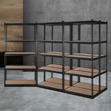 Load image into Gallery viewer, Durable 5-Shelves Steel Warehouse Shelving Rack x 5 - Black 90cm x 40cm x 180cm
