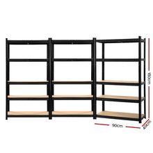 Load image into Gallery viewer, Strong and Durable Warehouse Shelving Rack x 3 - Black 90cm x 40cm x 180cm
