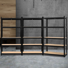 Load image into Gallery viewer, Strong and Durable Warehouse Shelving Rack x 3 - Black 90cm x 40cm x 180cm
