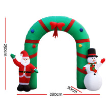 Load image into Gallery viewer, 2.8M Christmas Inflatable Giant Arch Way Santa Snowman Light Decor
