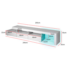 Load image into Gallery viewer, 240cm Wooden RGB LED Lights TV Cabinet Entertainment Unit
