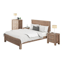 Load image into Gallery viewer, 4 Pieces Bedroom Suite in Solid Wood Veneered Acacia Construction Timber Slat King Single Size Oak Colour Bed, Bedside Table &amp; Tallboy
