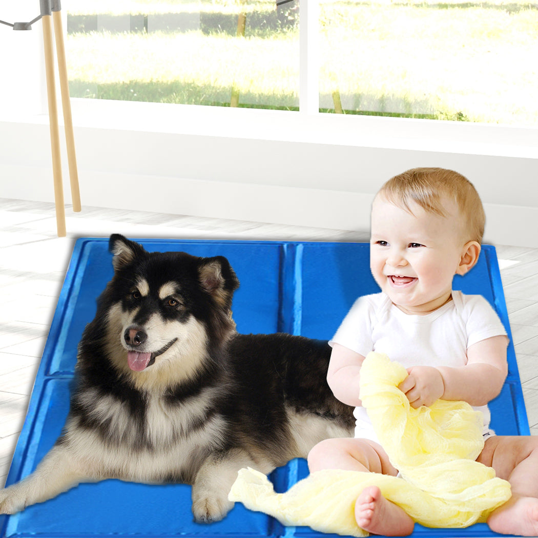 96x81 Pet Cooling Mat Gel Mats Bed Cool Pad Puppy Cat Non-Toxic Beds Summer Pads
