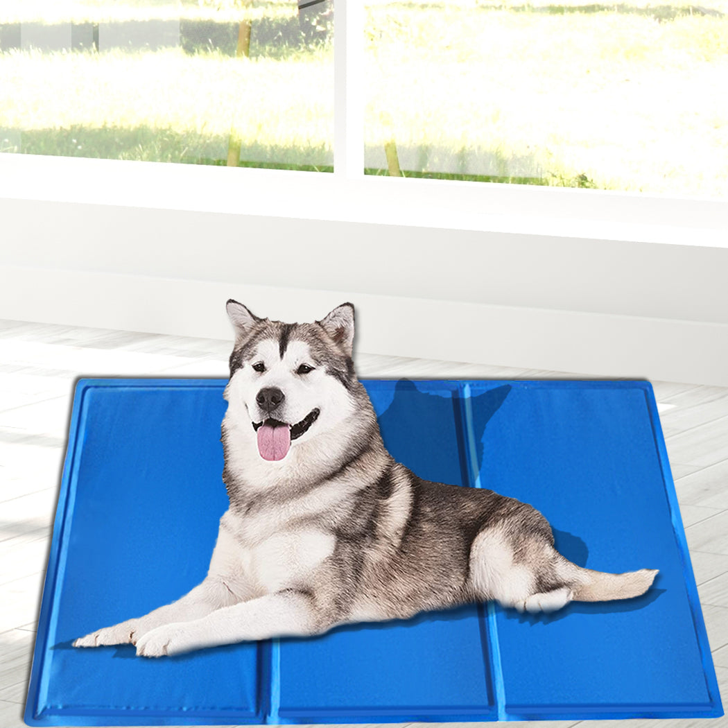 90x60 Pet Cooling Mat Gel Mats Bed Cool Pad Puppy Cat Non-Toxic Beds Summer Pads